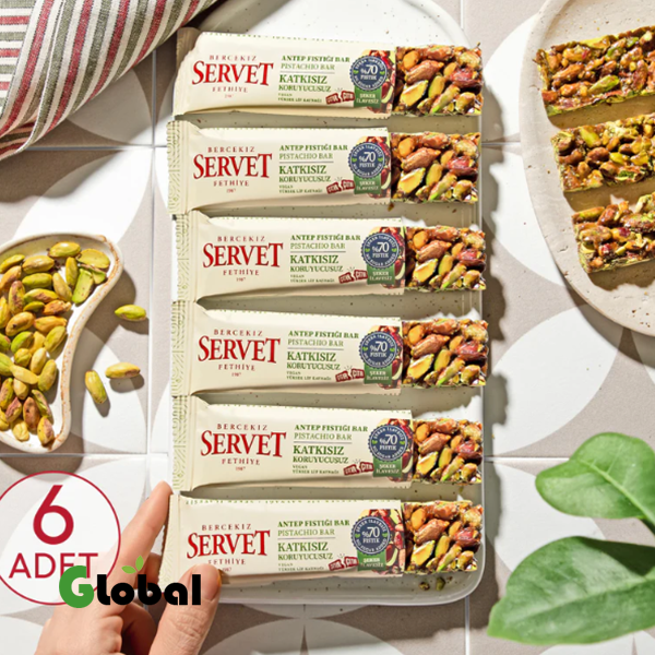 بار قرمشة الفستق الحلبي خالٍ من السكر 20غ 6 عبوات