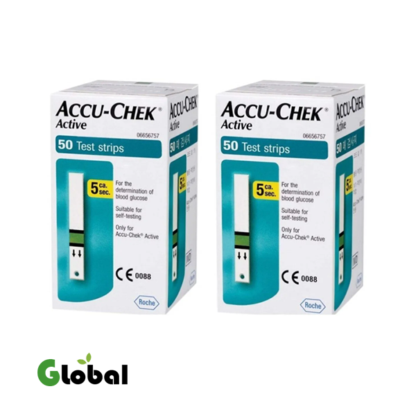 شرائط اختبار سكر الدم Accu-Chek Active – عبوتان × 50 شريط (100 شريط بالمجموع)