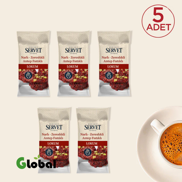 لوكم فستق مع رمان وزريشكي خالي من السكر 20غ 5 عبوات