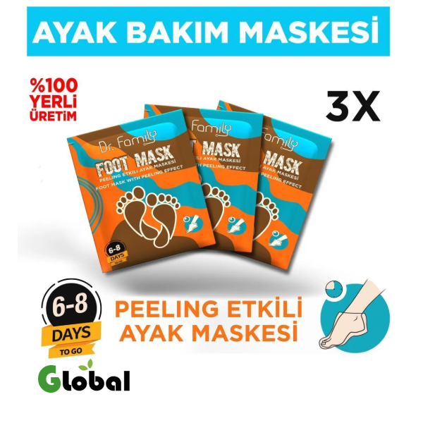 قناع القدم من Dr. Family – 3 قطع لتقشير الجلد الميت والتخلص من التشققات