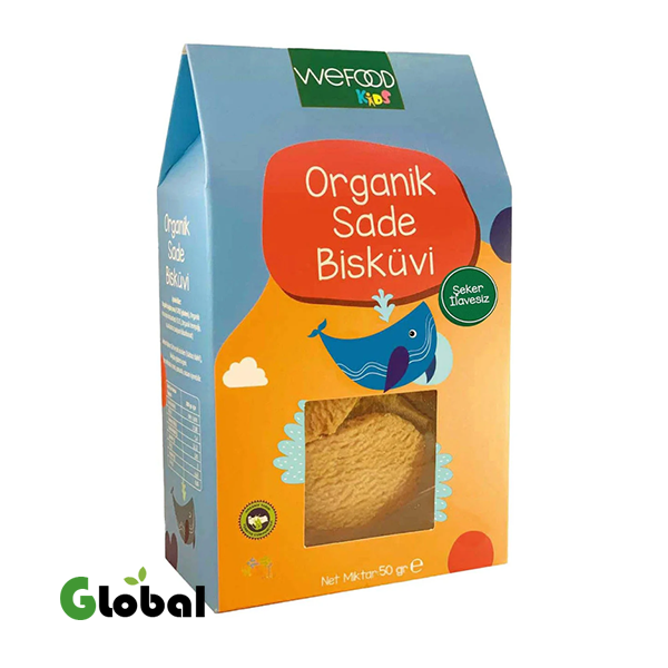 وي فود بسكويت عضوي للأطفال سادة 50 جرام (مُحسن بالزبدة)