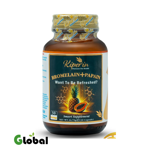 كيبيرين بروميلين (2500 GDU) & باباين – إنزيمات طبيعية محللة للبروتين (30 كبسولة – 700 ملغ)